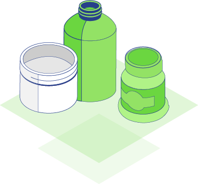 Illustration of household chemical bottles