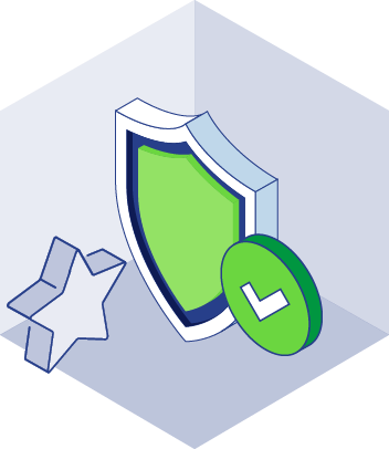 Illustration of green shield and check mark