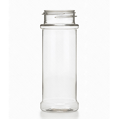 8.4 oz Clear PET Plastic Spice Jar, 53mm 53-485, 12x1 Reshipper Box