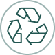 Circular recycling icon with three arrows forming a loop inside a circle