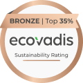Bronze sustainability rating badge: 'ecovas Sustainability Rating', top 35%